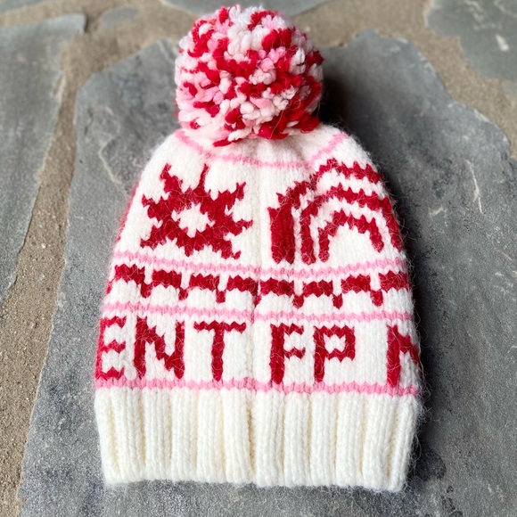 New! Free People-Crystal Skies Beanie In Red/ Pink - Picture 4 of 4